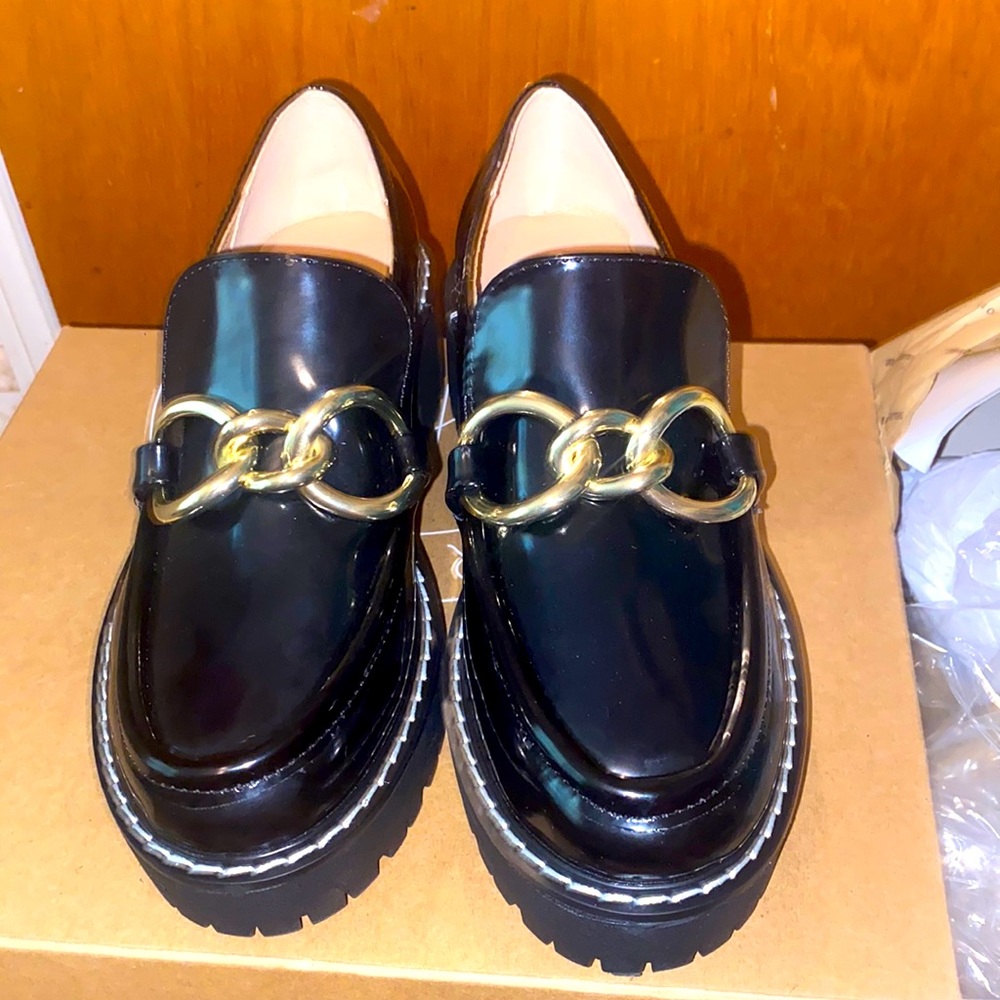 Black Loafers with gold detail!